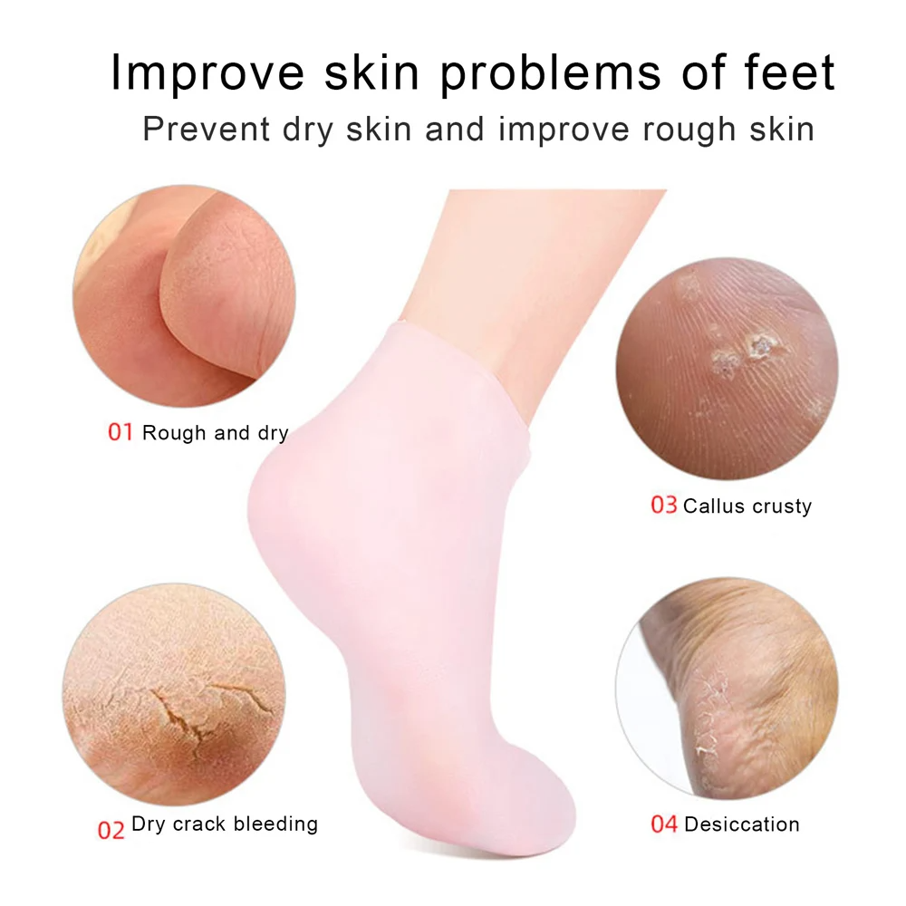 Dlala Silicone Gel Heel Pad Socks for Heel Swelling Pain Relief, Anti Crack  Dry Hard Cracked Heels Repair Cream Foot Care Ankle Support Cushion for Men  And Women 3*Pair (Ankle +Toe +